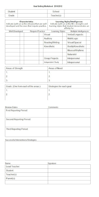 Goal Setting Worksheet