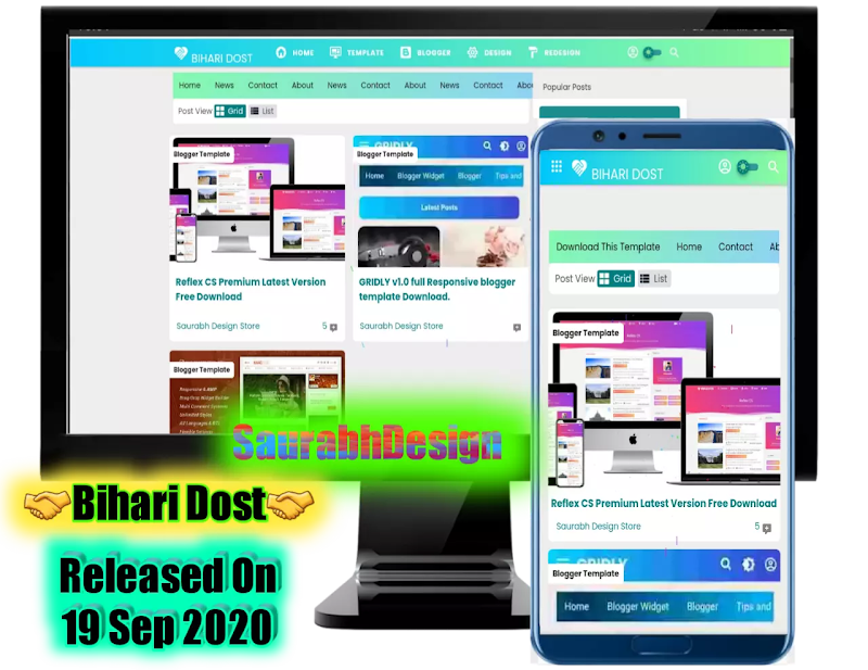 Bihari Dost v1.1 Premium Blogger Template free Download By SaurabhDesign. - Responsive Blogger Template
