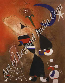 The Great Artist Joan Miro Painting “Women and Birds” in the Moonlight 1949 32" x 26" Tate Gallery, London 