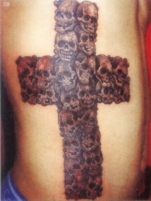 jesus on cross tattoo. Cross star tattoo on chest and