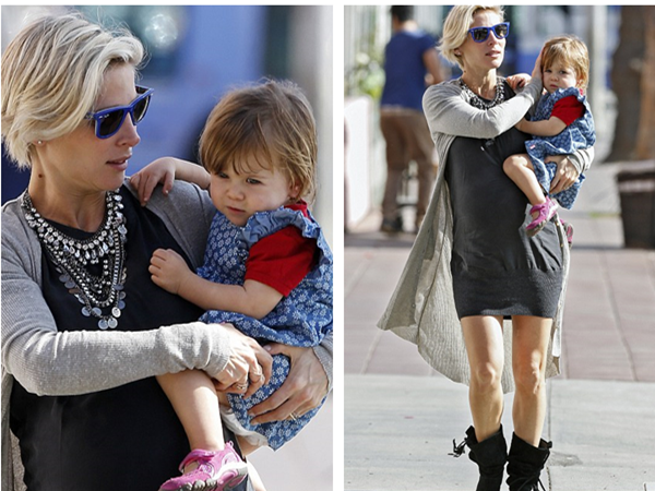 With Her Twins to Be Born, Pregnant Elsa Pataky in Fashion Sunglasses Spends Full Time with Daughter India Rose