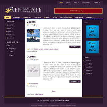 Renegate blogger template convert wordpress theme to blogger template with 3 column blogger template