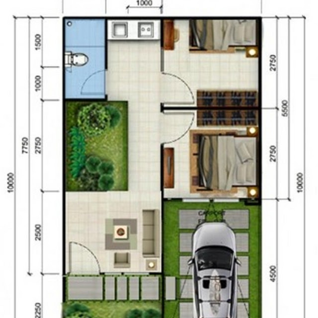 Desain denah rumah minimalis type 36 Terbaru