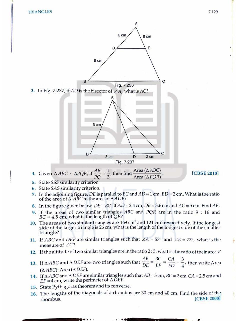 RD Sharma Class 10 | Chapter7: Triangles