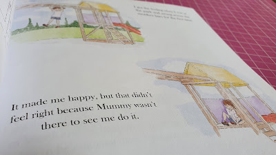 It's okay to feel happy book review for bereaved children inside image of child playing