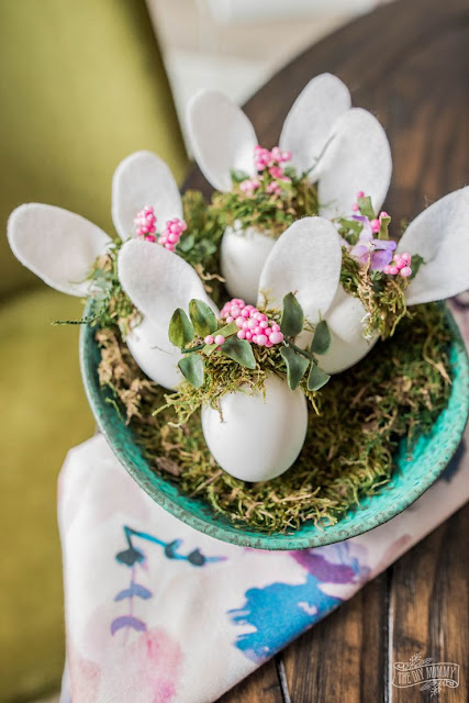 Decorated Easter bunny eggs.