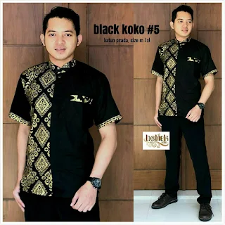 Kemeja Koko Dewasa Bakan Katun Warna Hitam