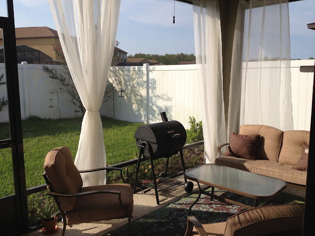 porch with curtains