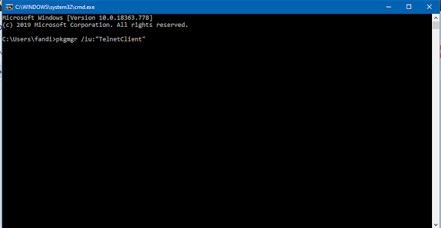 Mengaktifkan Telnet Melalui Command Prompt Windows