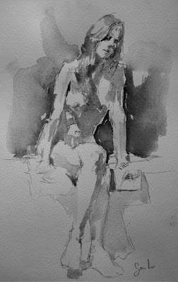 Gaito. Gabriel Vilanova. Lifedrawing, drawing, nude model from live. dibujo, watercolour, aguada, acuarela