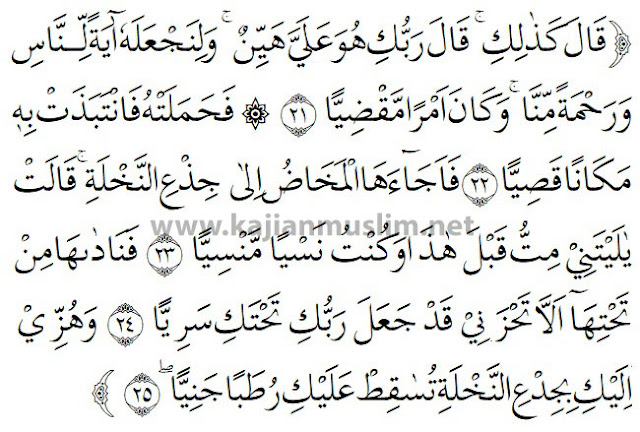 Surah Maryam Translation 21-25