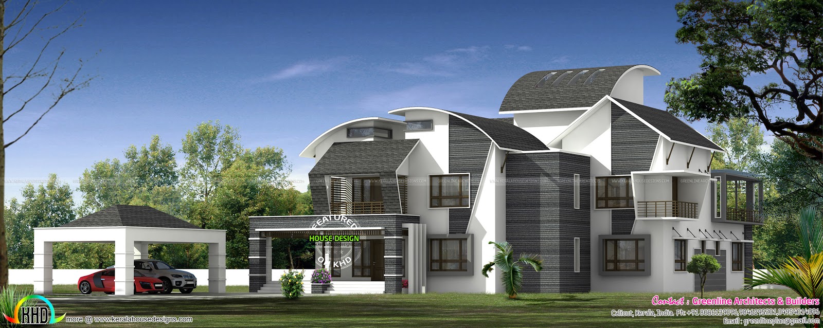  Ultra  modern  contemporary  style luxury  home  Kerala home  