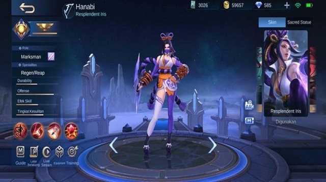  Hanabi menjadi salah satu hero marksman yang kurang populer di game Mobile Legends Build Hanabi Tersakit Terbaru