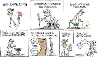 image: cartoon by John Cole about the 4th of July