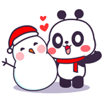emoticones de panda con muñeco de nieve
