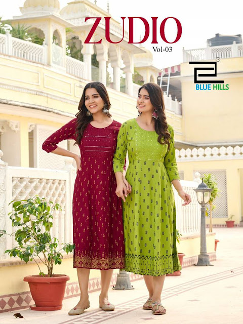 Blue Hills Zudio Vol 3 Rayon Printed Anarkali Kurti Distributor Wholesale Rtae sell online