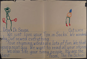 A note to Dr. Seuss from "the Pre-School." 