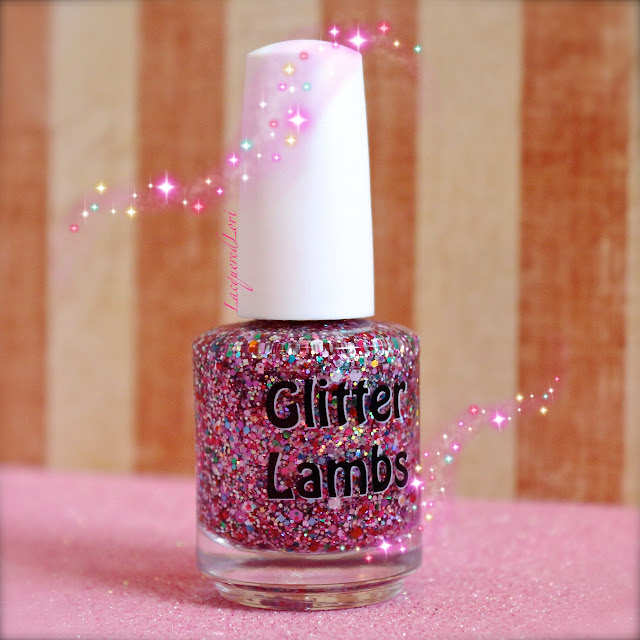 Glitter Lambs "Strawberry ShortCake" Glitter Topper Nail Polish Picture By @LacqueredLori