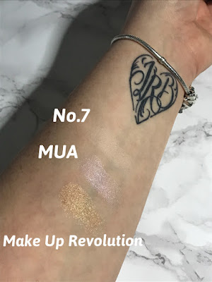 swatch, highlighters, no.7, MUA, make up revolution, beauty, 