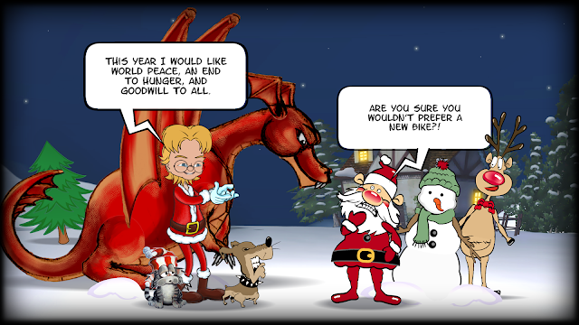 The Resident Dragon Team visit Santa to discuss their Christmas Lists.