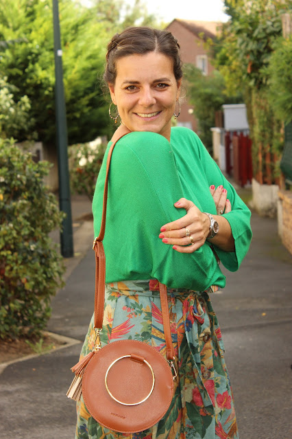 look du jour, look vert, jupe sézane, les petites bulles de ma vie