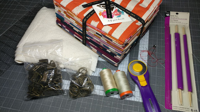 Supplies for making canvas key fobs or key chains