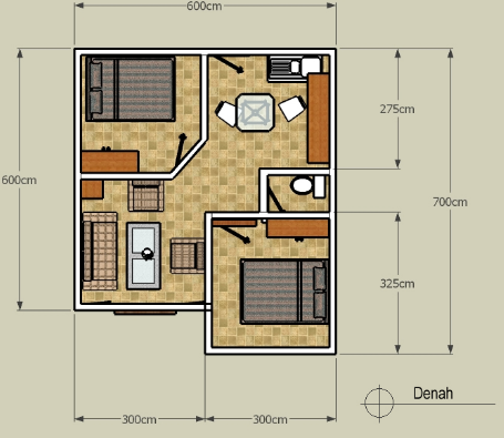 Denah Rumah 2 Lantai  Pojok 2019 