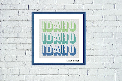 Idaho typography cross stitch pattern - Tango Stitch