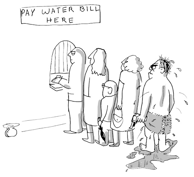 water bill, cartoon, Stilton's dad, staycation, time off, refrigerator