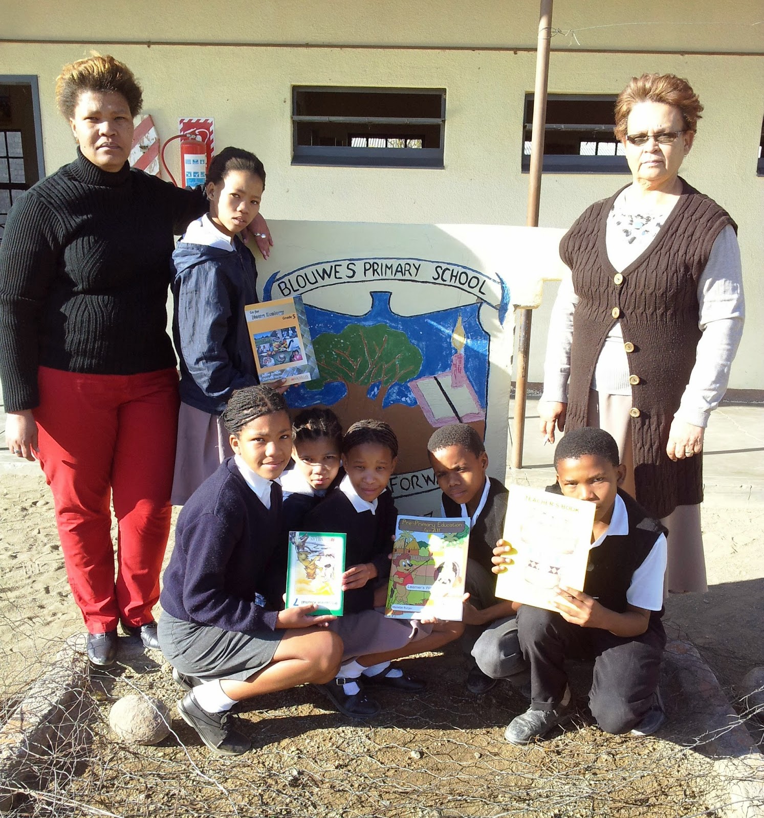 Learners and teachers at Blouwes Primary School