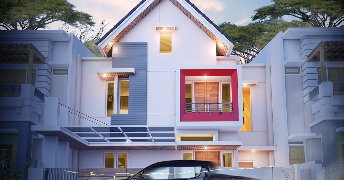 Desain warna rumah modern minimalis dua lantai WPAP konsep 