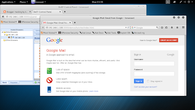 hack gmail id using beef-xss in linux