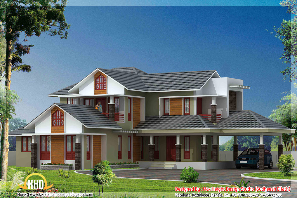 5 Kerala  style house  3D  models House  Design  Plans 