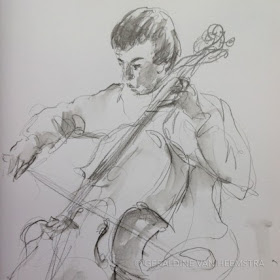 Geraldine van Heemstra - sketch made during rehearsals at Yehudi Menuhin School