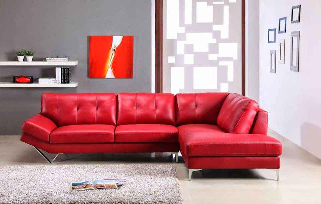 Red Leather Sofa 