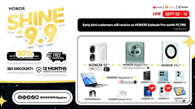 Shine this 9.9 Sale with up to 50% discount on your favorite HONOR Gadgets!