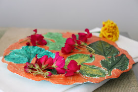 nature inspired platter made with plaster of paris