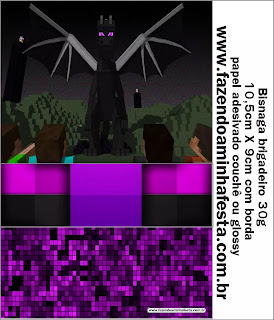 Ender Dragon Minecraft: Etiquetas para Candy Bar para Imprimir Gratis. 