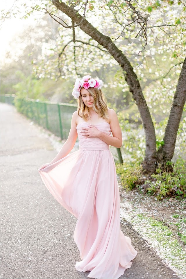 bridal, wedding, bride, makeup, hair, dress, nj photography, cherry blossom, branch brook park, flower crown