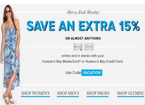 Hudson's Bay Extra 15% Off Promo Code