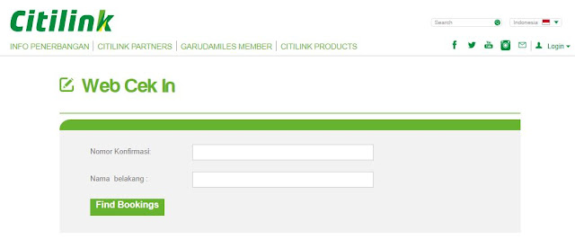 Cara Web Check In Citilink