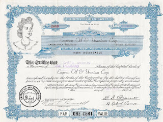 share certificate of the Empress Oil and Uranium Corporation, Utah