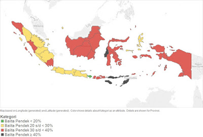 Peta Prevalensi Balita Pendek di Indonesia Tahun 2017