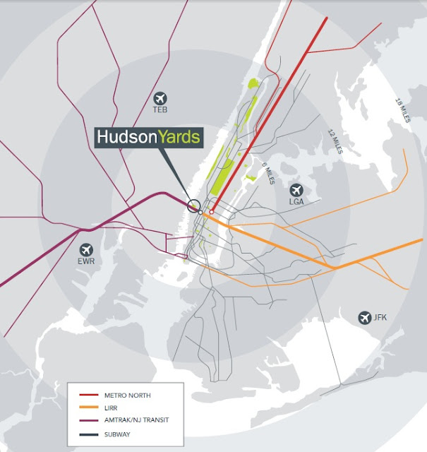 Illustration of New York with Hudson Yards on the map