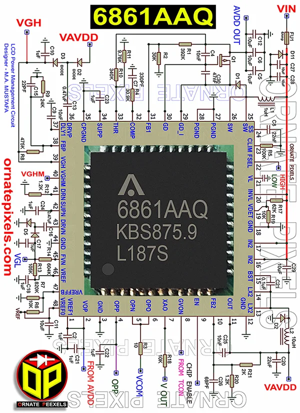 6861AAQ IC Circuit Diagram, 6861AAQ IC Pinout, 6861AAQ IC Datasheet, 6861AAQ IC Substitute