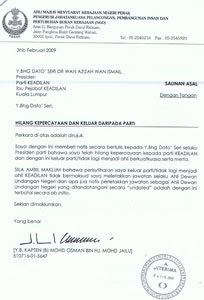 Contoh Karangan Surat Rasmi Perletakan Jawatan - Contoh KR