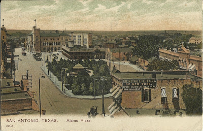 Alamo Plaza postcard, Undivided back