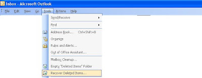 Recover Deleted Items in Tools menu after registry entry