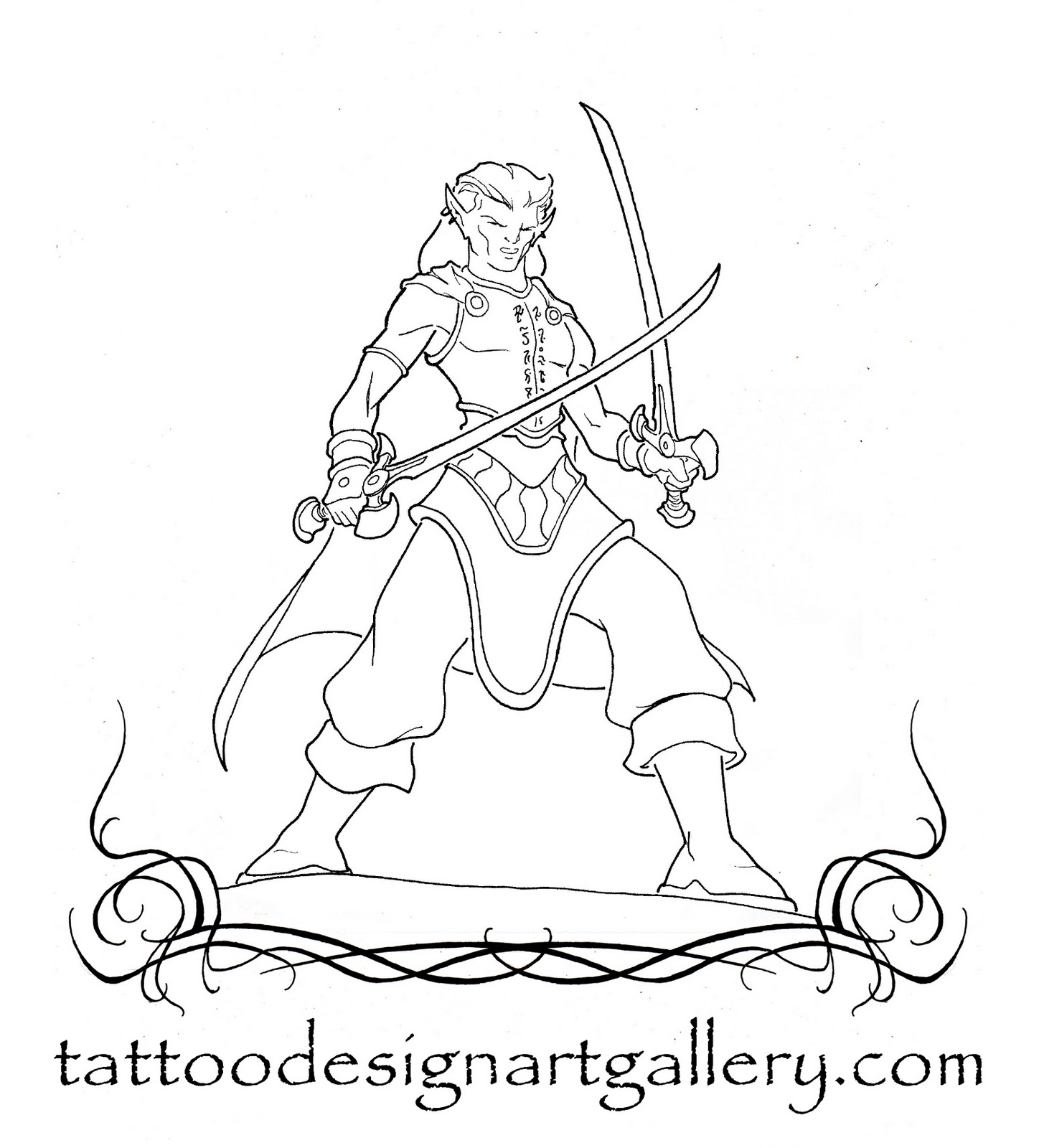 Elf Warrior Tattoo Art