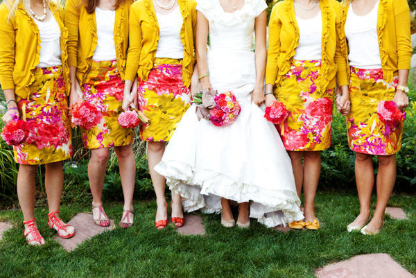 bridesmaids in skirts